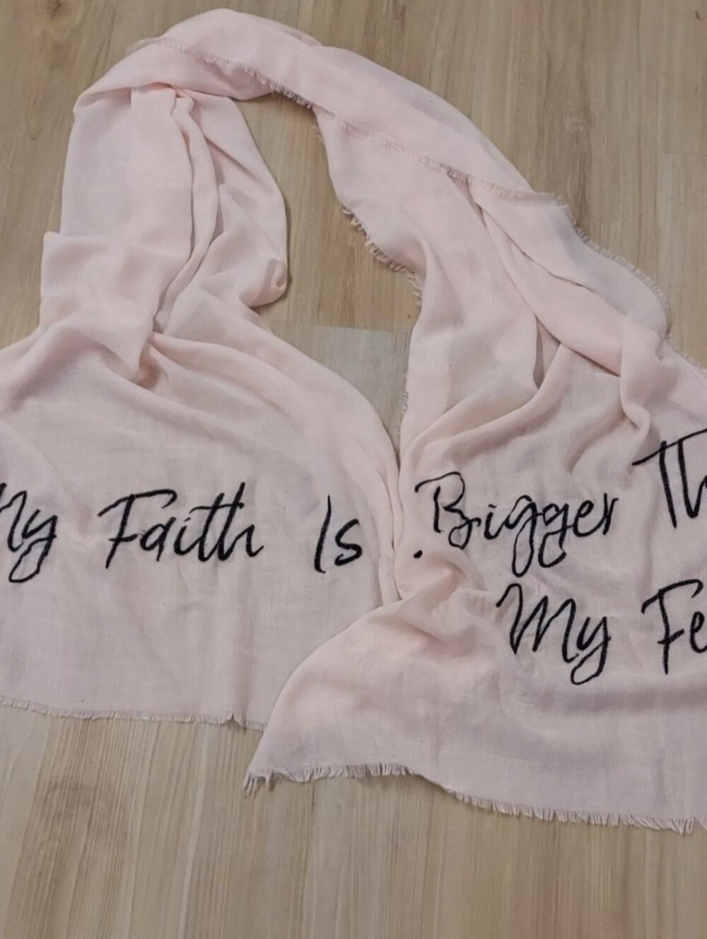 Altar'd State Pale Pink 'My Faith Is' Embroidered Scarf NWOT
